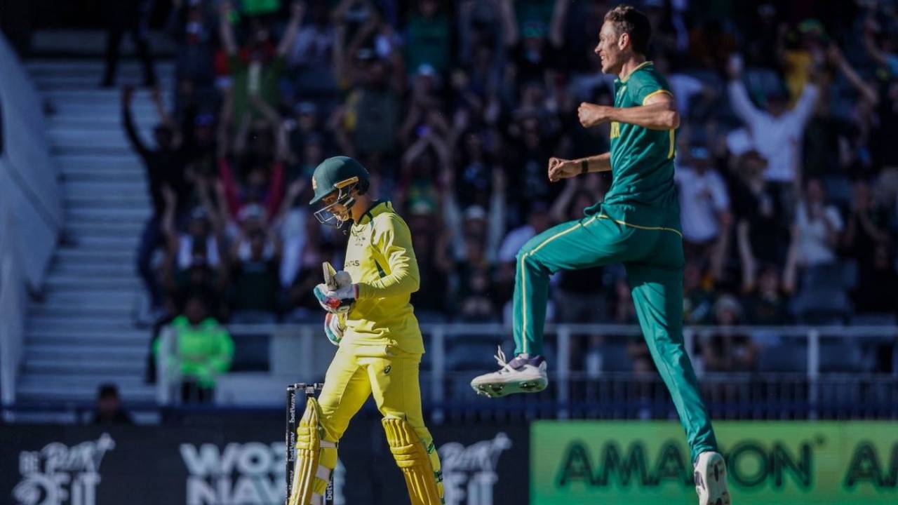 Marco Jansen's five-for came with the fall of Australia's fifth wicket, South Africa vs Australia, 5th ODI, Johannesburg, September 17, 2023