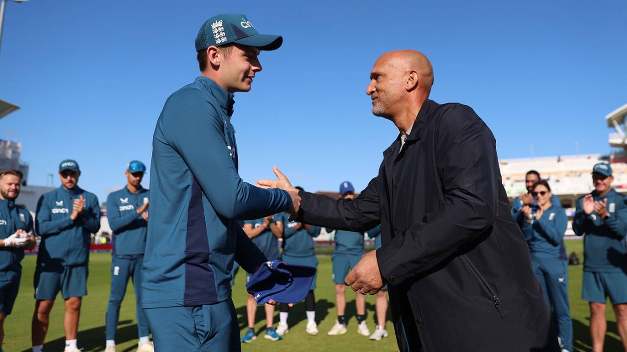 Mark Butcher presents Jamie Smith with his ODI cap, England vs Ireland, 2nd ODI, Trent Bridge, September 23, 2023