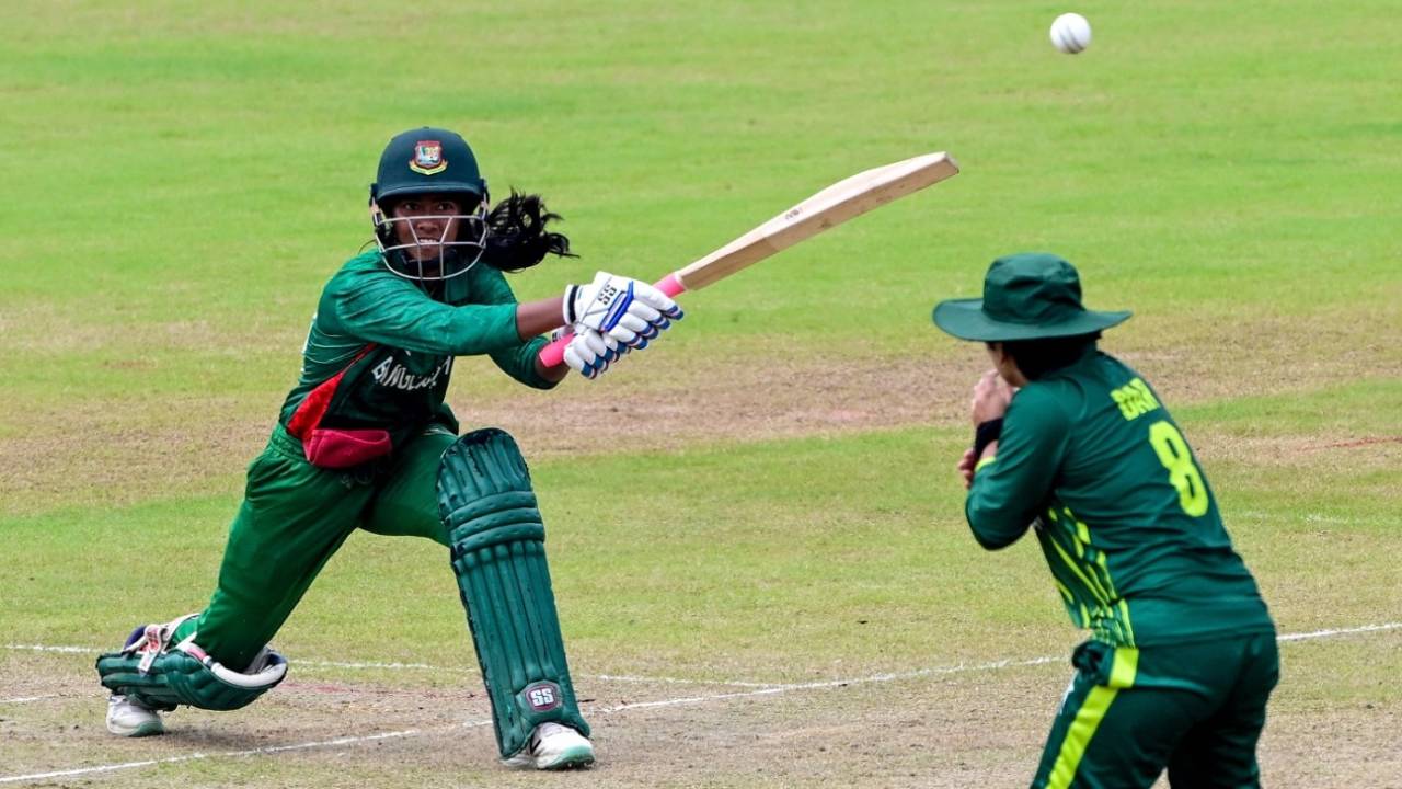 Shorna Akter also chipped in with the bat to chase down the small target, Bangladesh vs Pakistan, Asian Games, 3rd place play-off, Hangzhou, September 25, 2023