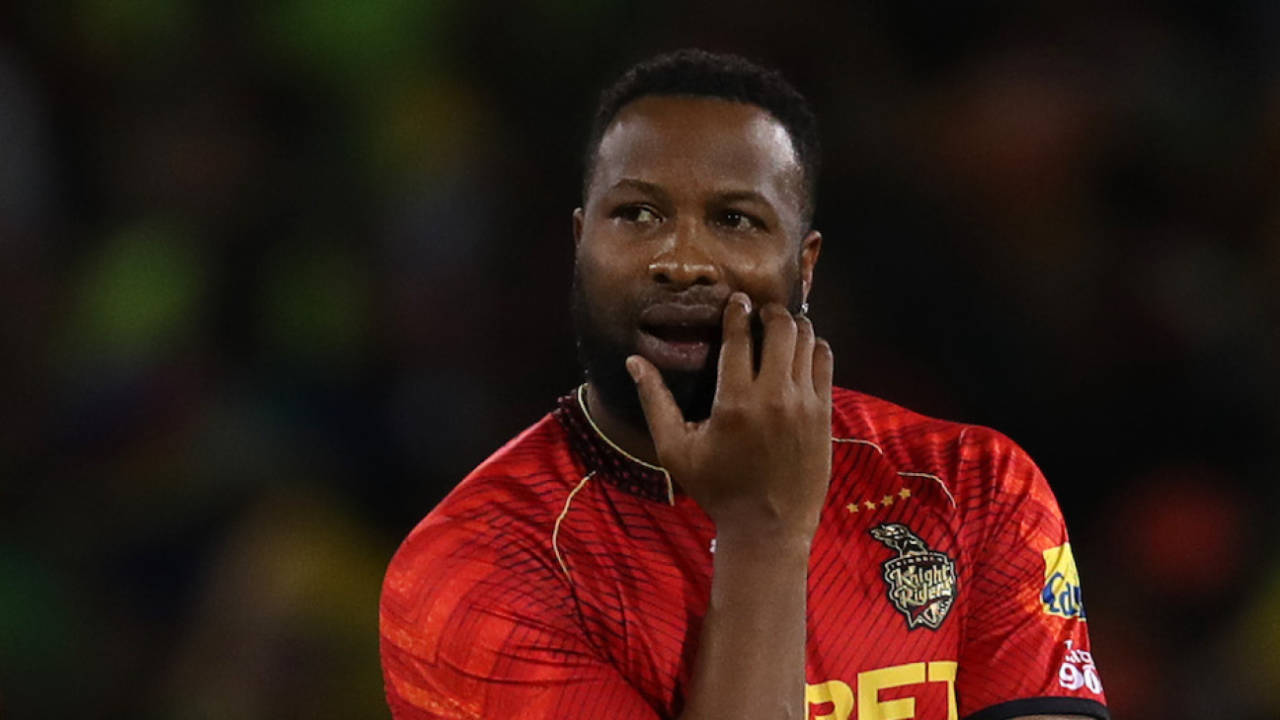 Chadwick Walton and Kieron Pollard watch their team go down in the final, Guyana Amazon Warriors vs Trinbago Knight Riders, CPL 2023, final, Providence, September 24, 2023