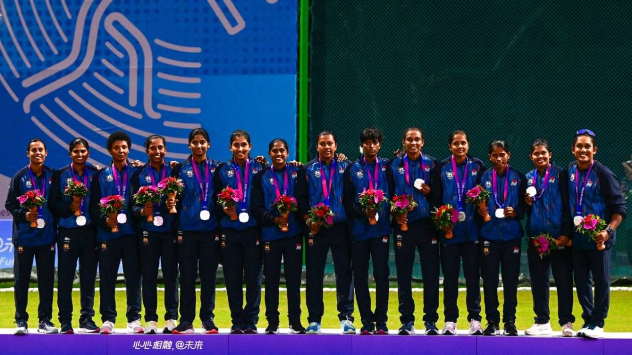 The Sri Lanka women's team secured a silver medal at the Asian Games in 2023&nbsp;&nbsp;&bull;&nbsp;&nbsp;AFP/Getty Images