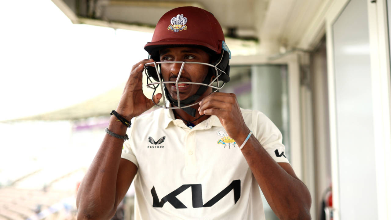 Sai Sudharsan prepares to bat on day two at the Ageas Bowl, Hampshire vs Surrey, County Championship, Division One, Ageas Bowl, September 27, 2023