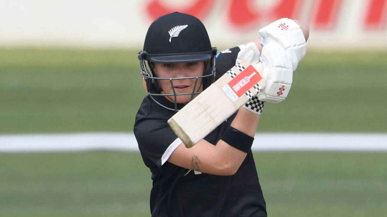 Amelia Kerr drives down the ground during her 37-ball 22, South Africa vs New Zealand, 1st women's ODI, Pietermaritzburg, September 24, 2023