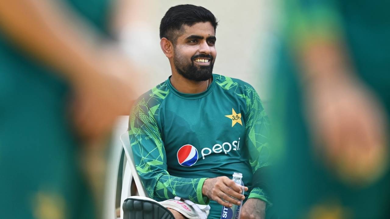 Babar Azam is all smiles at Pakistan's training ahead of their World Cup opener, Men's World Cup 2023, Hyderabad, October 5, 2023