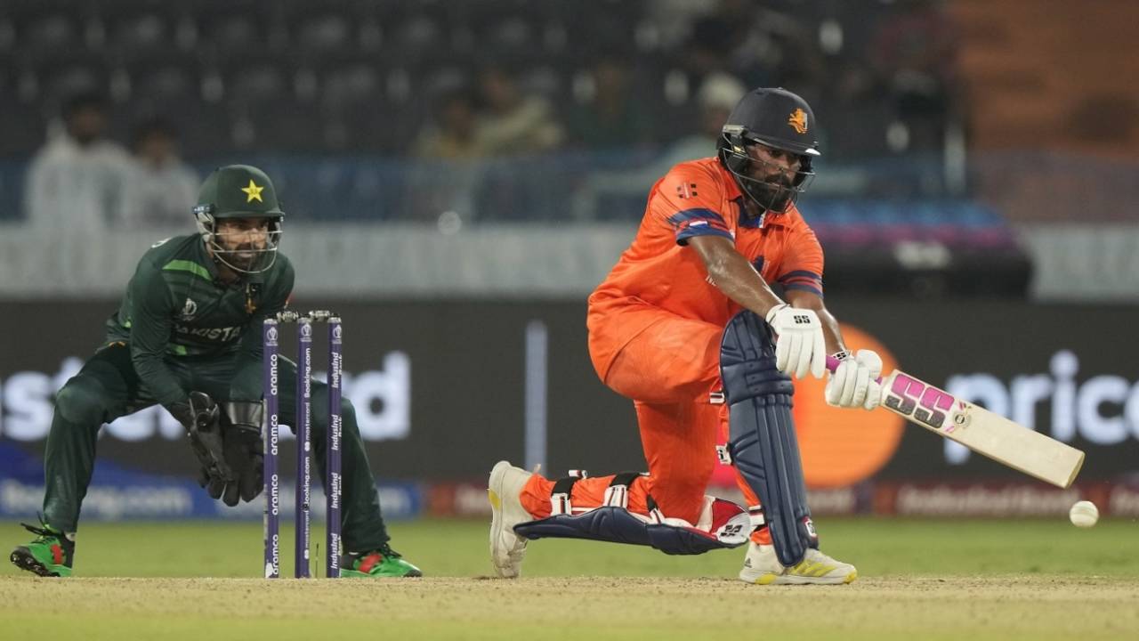 Vikramjit Singh scored a steady fifty opening the batting, Netherlands vs Pakistan, World Cup, Hyderabad, October 6, 2023