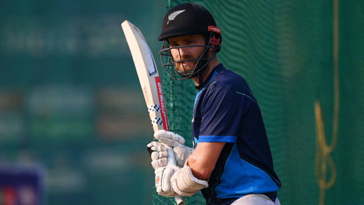 Kane Williamson had a hit in the nets a day ahead of the Netherlands game&nbsp;&nbsp;&bull;&nbsp;&nbsp;ICC/Getty Images