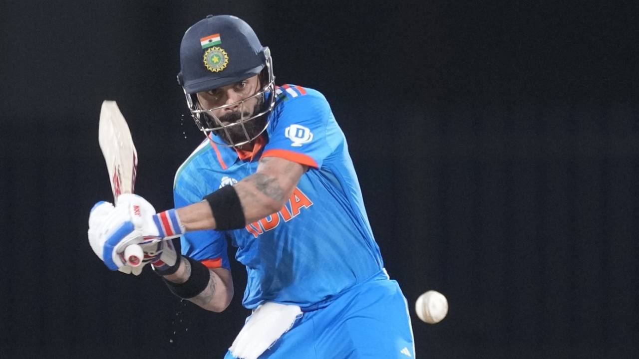Virat Kohli shapes to heave one away, India vs Australia, World Cup, Chennai, October 8, 2023