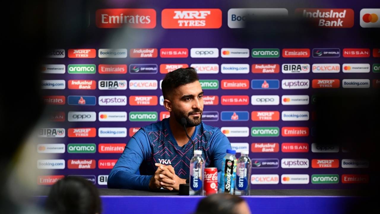 Hashmatullah Shahidi addresses the press before the India game, Afghanistan vs India, ICC Men's World Cup 2023, Delhi, October 10, 2023
