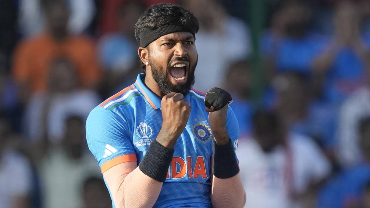 Hardik Pandya is pumped after dismissing Azmatullah Omarzai , India vs Afghanistan, ODI World Cup, Delhi, October 11, 2023