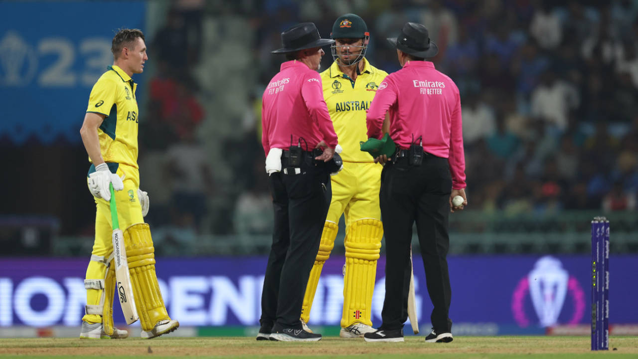 Marcus Stoinis was not convinced by the third umpire's decision, Australia vs South Africa, Men's ODI World Cup 2023, Lucknow, October 12, 2023