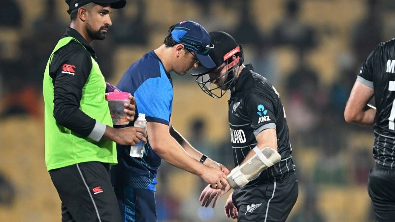 Kane Williamson was hit on the thumb of his left hand, Bangladesh vs New Zealand, ODI World Cup, Chennai, October 13, 2023