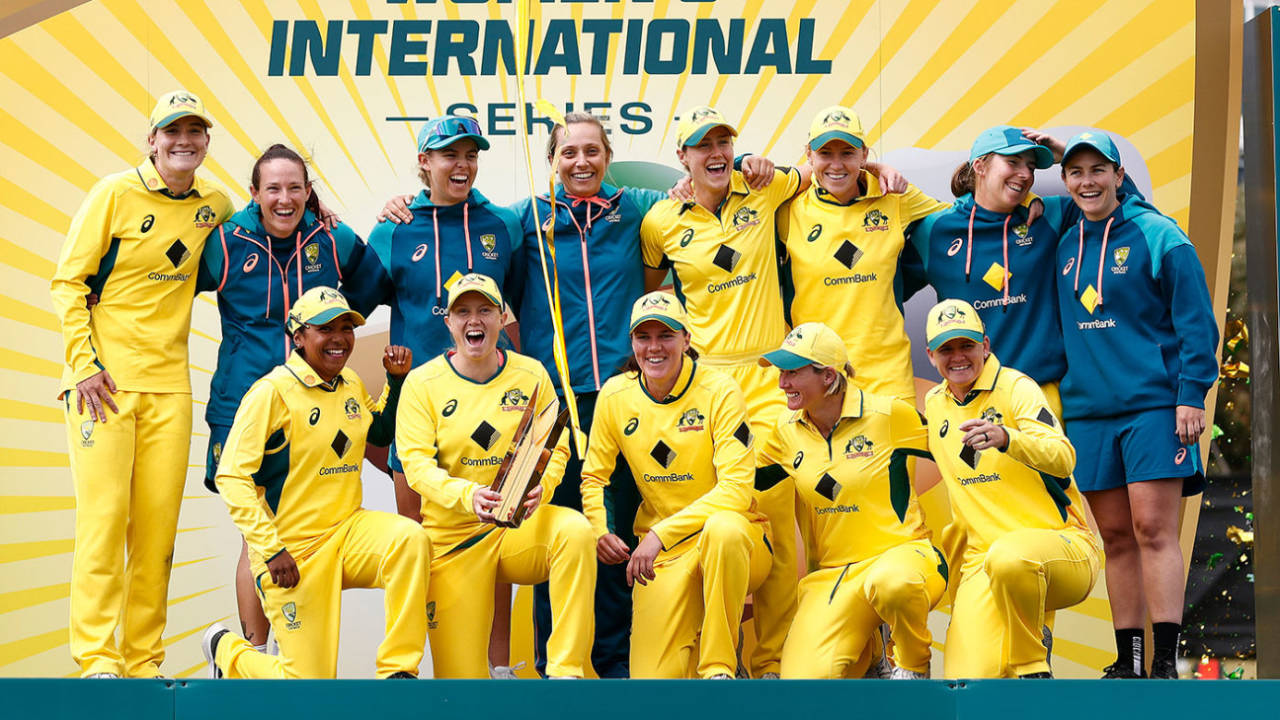 Australia celebrate their series win over West Indies, Australia vs West Indies, 3rd ODI, Junction Oval, October 14, 2023
