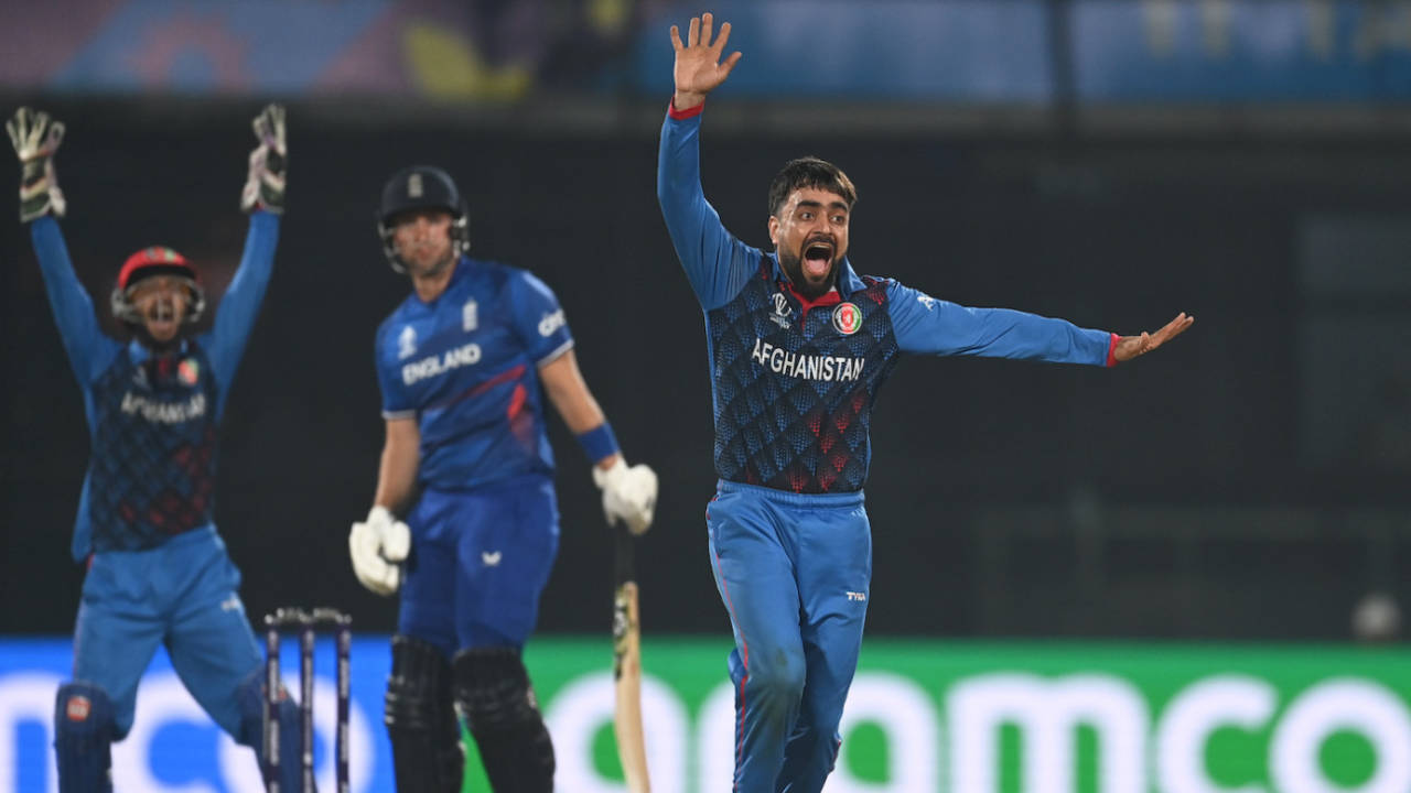 Rashid Khan trapped Liam Livingstone lbw, England vs Afghanistan, Men's ODI World Cup 2023, Delhi, October 15, 2023