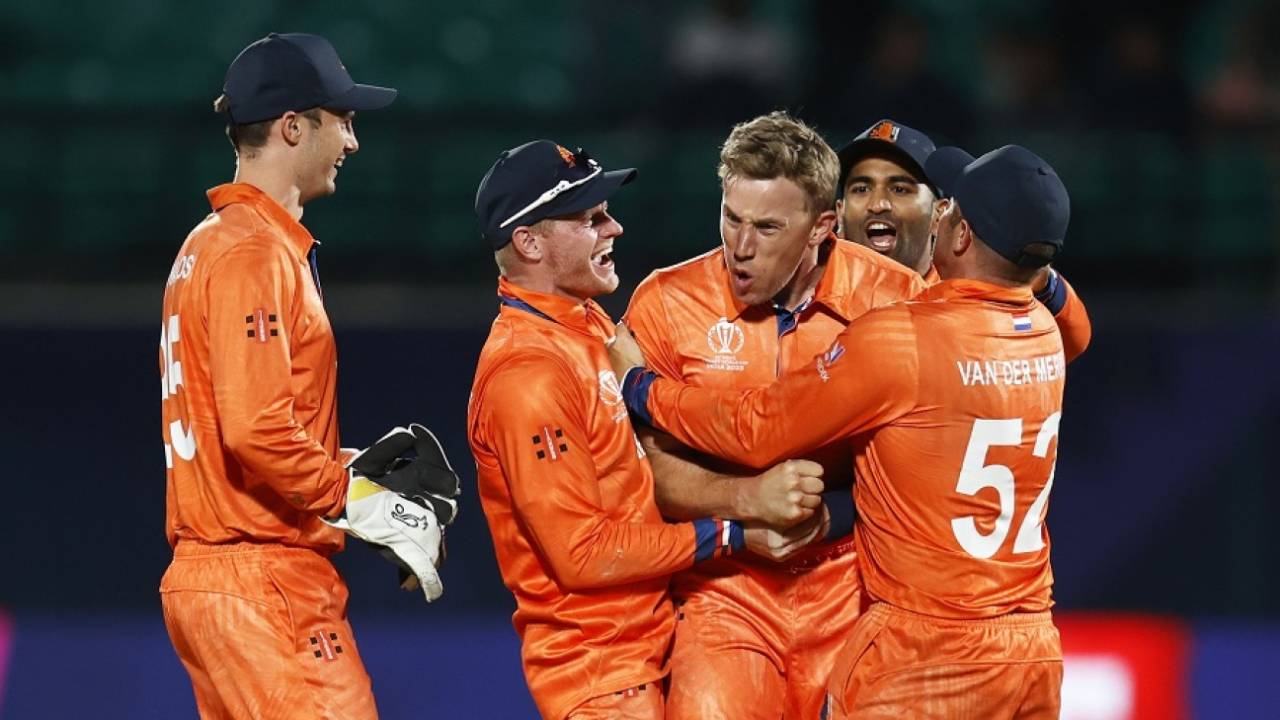 Logan van Beek has been a vital cog for Netherlands in the run-up to the World Cup also&nbsp;&nbsp;&bull;&nbsp;&nbsp;ICC/Getty Images