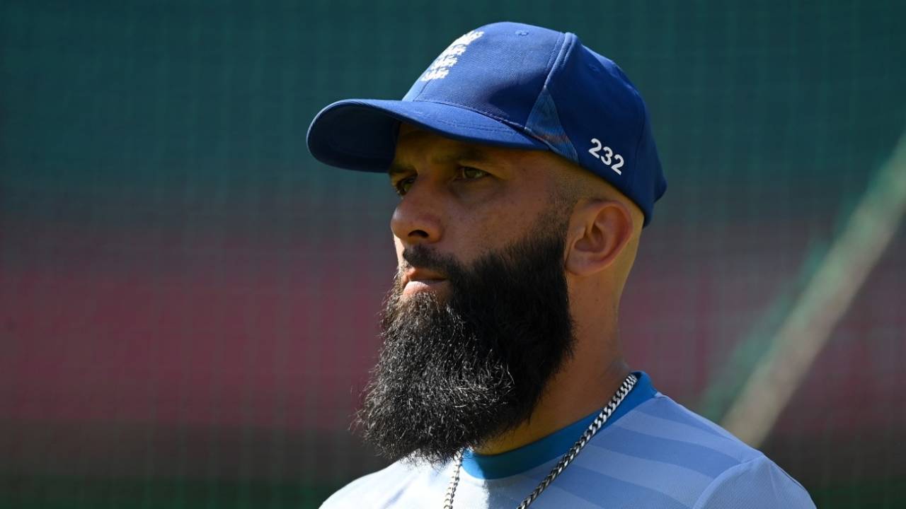 Moeen Ali in a pensive mood during training, England vs Sri Lanka, Men's World Cup, Bengaluru, October 25, 2023