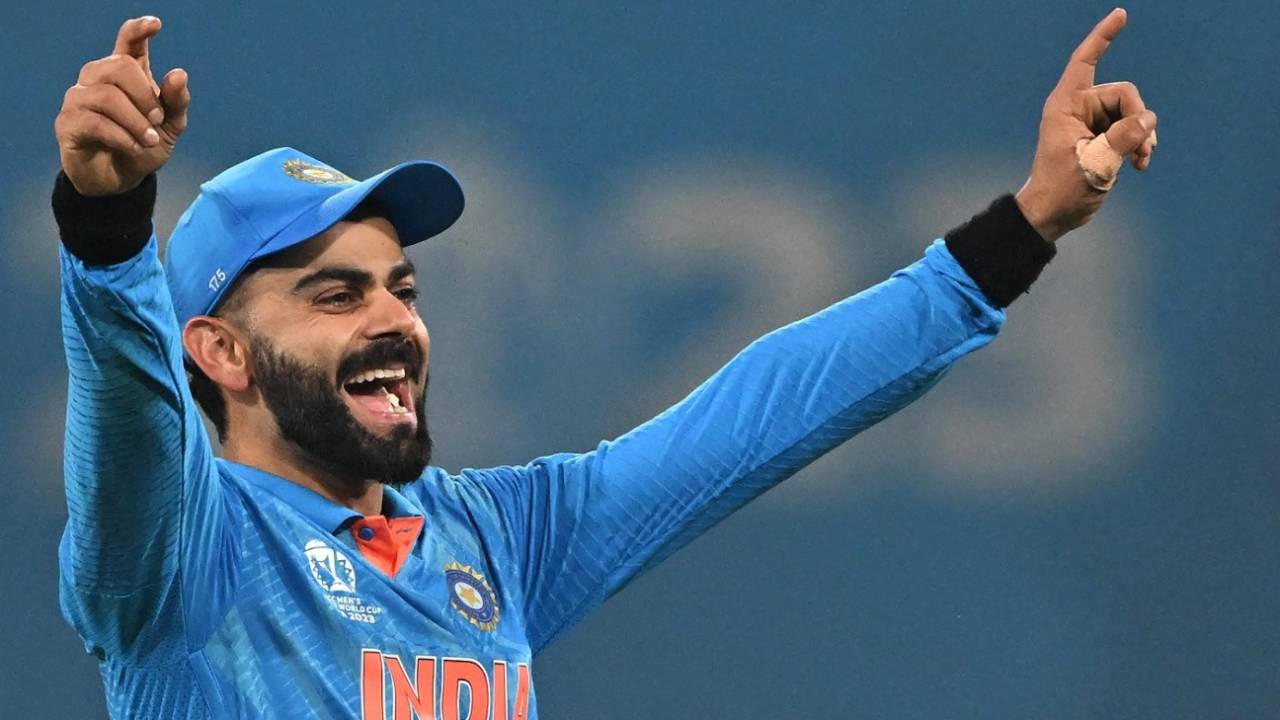 Virat Kohli celebrates after the win in Lucknow, Men's World Cup 2023, Lucknow, October 29, 2023