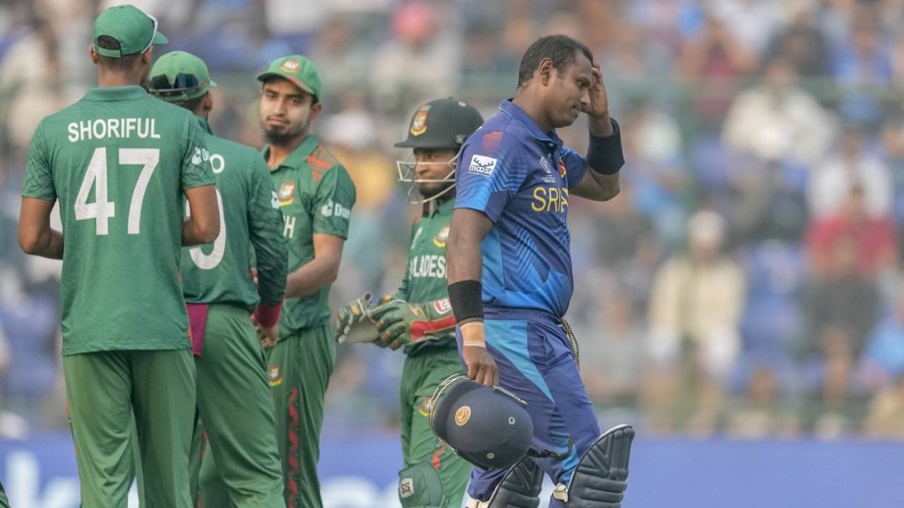 Angelo Mathews was the first batter to be timed out in internationals, Bangladesh vs Sri Lanka, Men's ODI World Cup, November 6, 2023