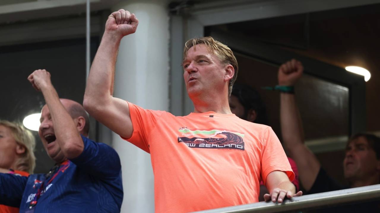 Tim de Leede enjoyed watching his son and the rest of his team play, England vs Netherlands, Men's ODI World Cup, Pune, November 8, 2023