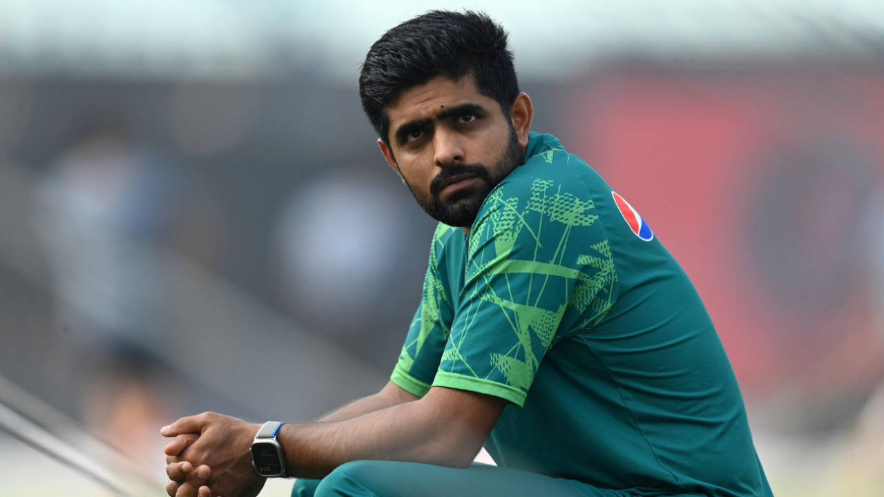 Babar Azam at a training session on the eve of Pakistan's final World Cup match against England, Kolkata, November 10, 2023