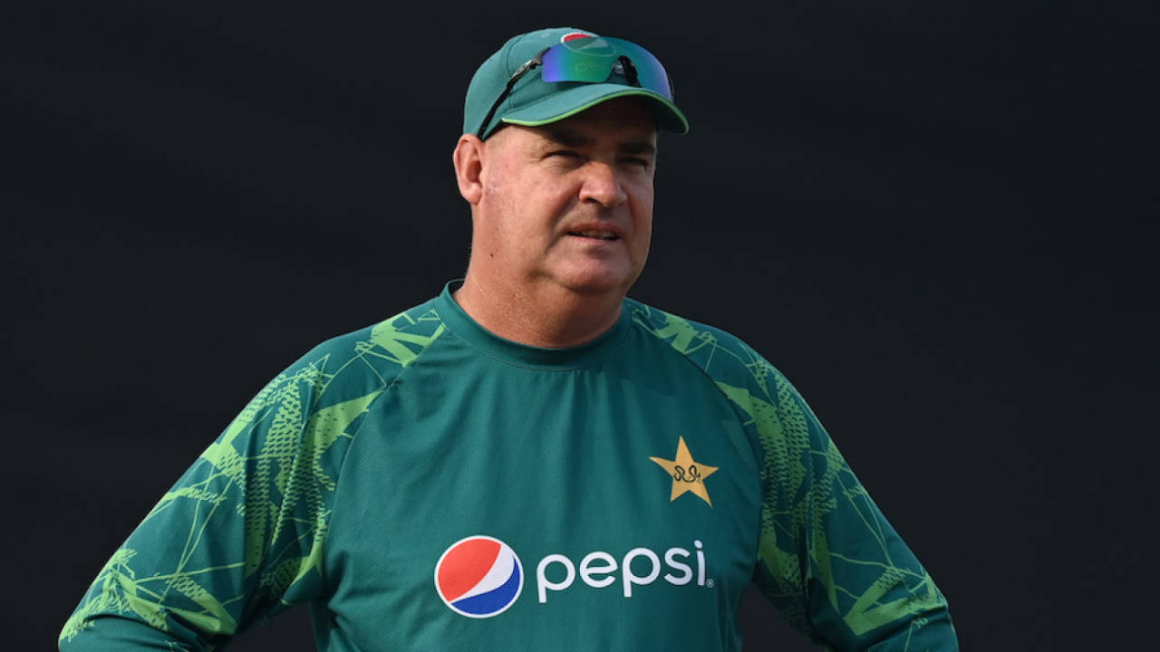 Mickey Arthur looks on during a net session on the eve of Pakistan's final World Cup match against England, Kolkata, November 10, 2023