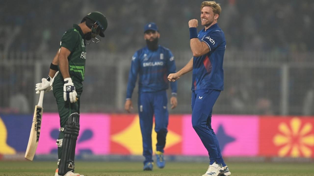 David Willey struck with the new ball for England, England vs Pakistan, Men's ODI World Cup, Kolkata, November 11, 2023