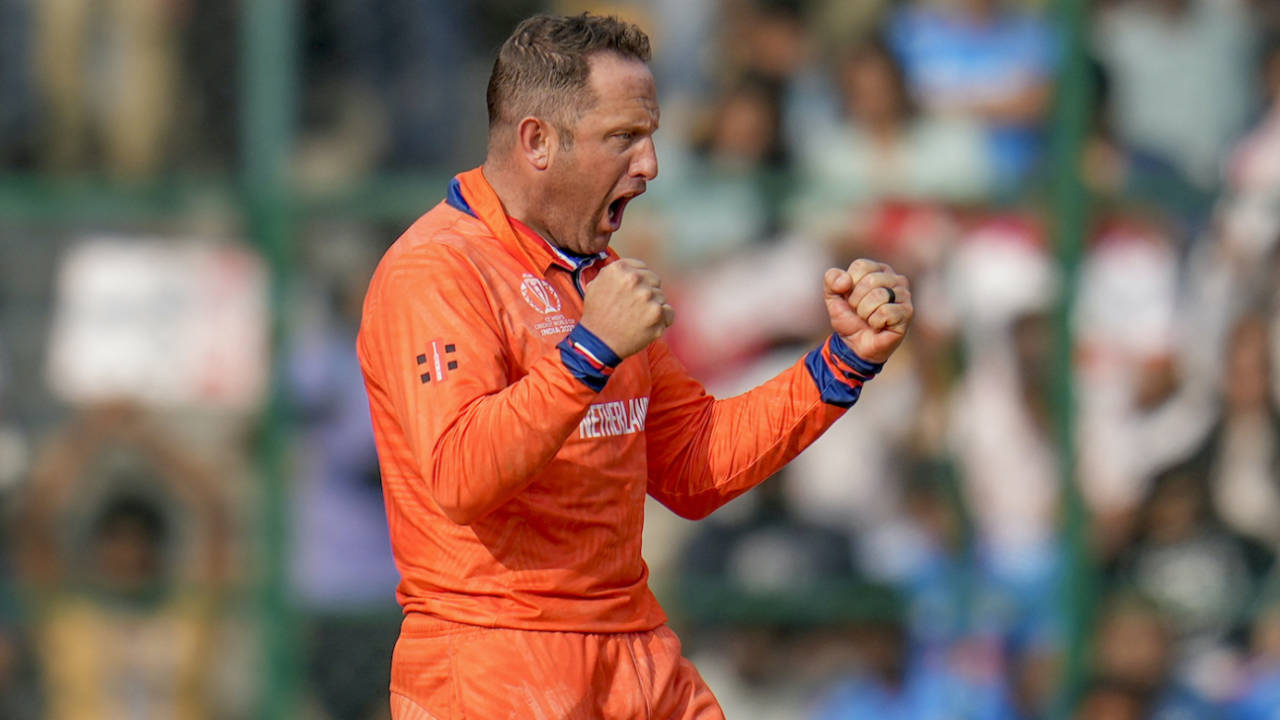 Roelof van der Merwe first struck in the 29th over, India vs Netherlands, Men's ODI World Cup, Bengaluru, November 12, 2023