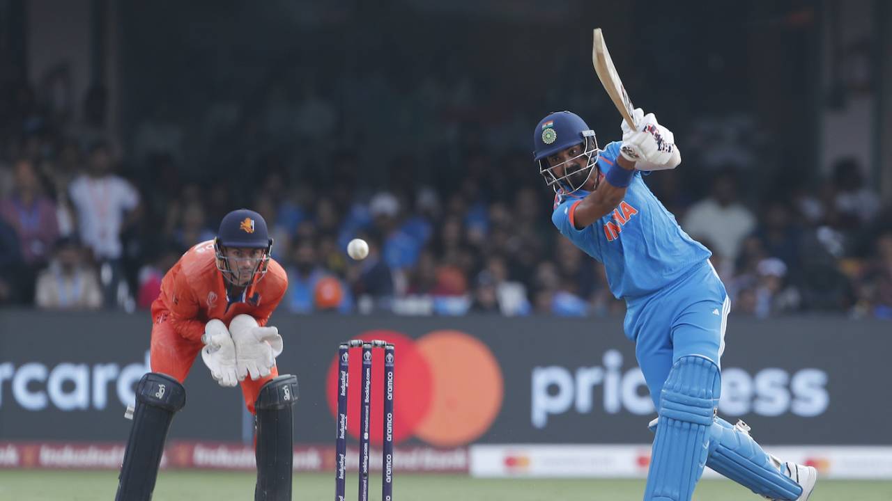 KL Rahul goes inside out, India vs Netherlands, Men's ODI World Cup, Bengaluru, November 12, 2023