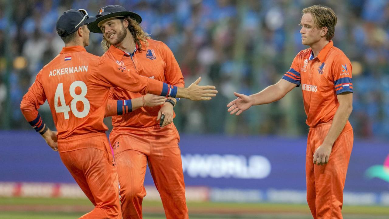 Bas de Leede finished with 2 for 82 in his ten, India vs Netherlands, Men's ODI World Cup, Bengaluru, November 12, 2023