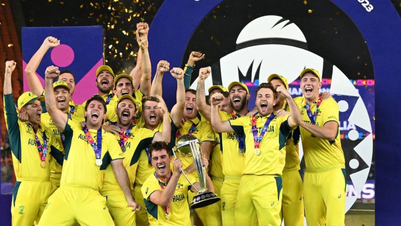 Australia celebrate their sixth men's ODI World Cup win, India vs Australia, Men's ODI World Cup final, Ahmedabad, November 19, 2023