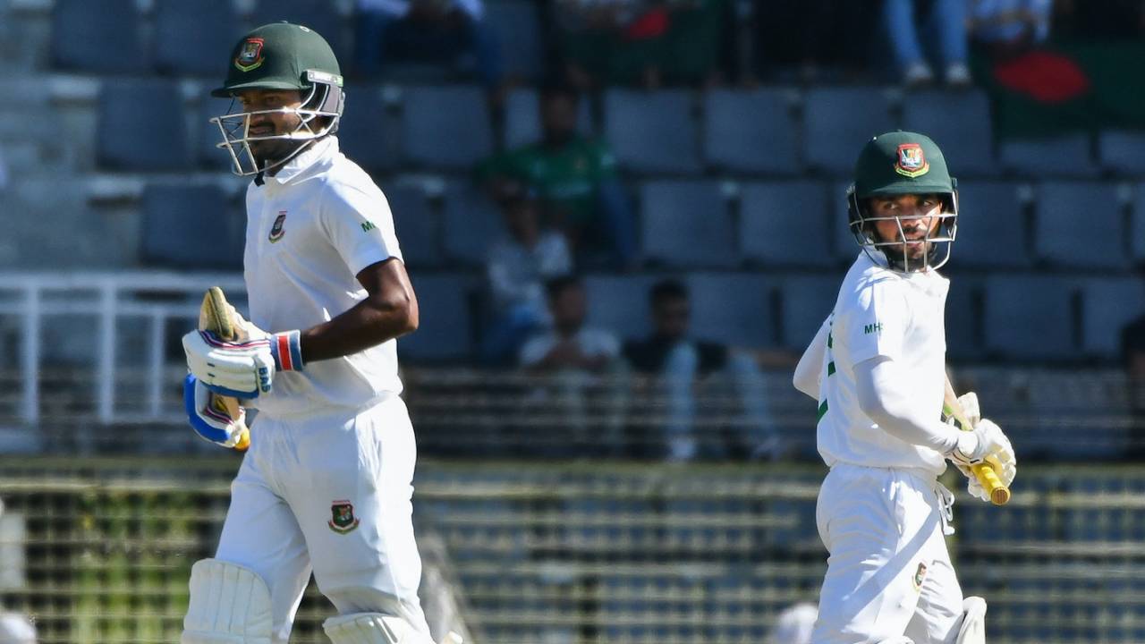 Mahmudul Hasan Joy and Mominul Haque put on 88 off 171 balls for the third wicket, Bangladesh vs New Zealand, 1st Test, first day, Sylhet, November 28, 2023