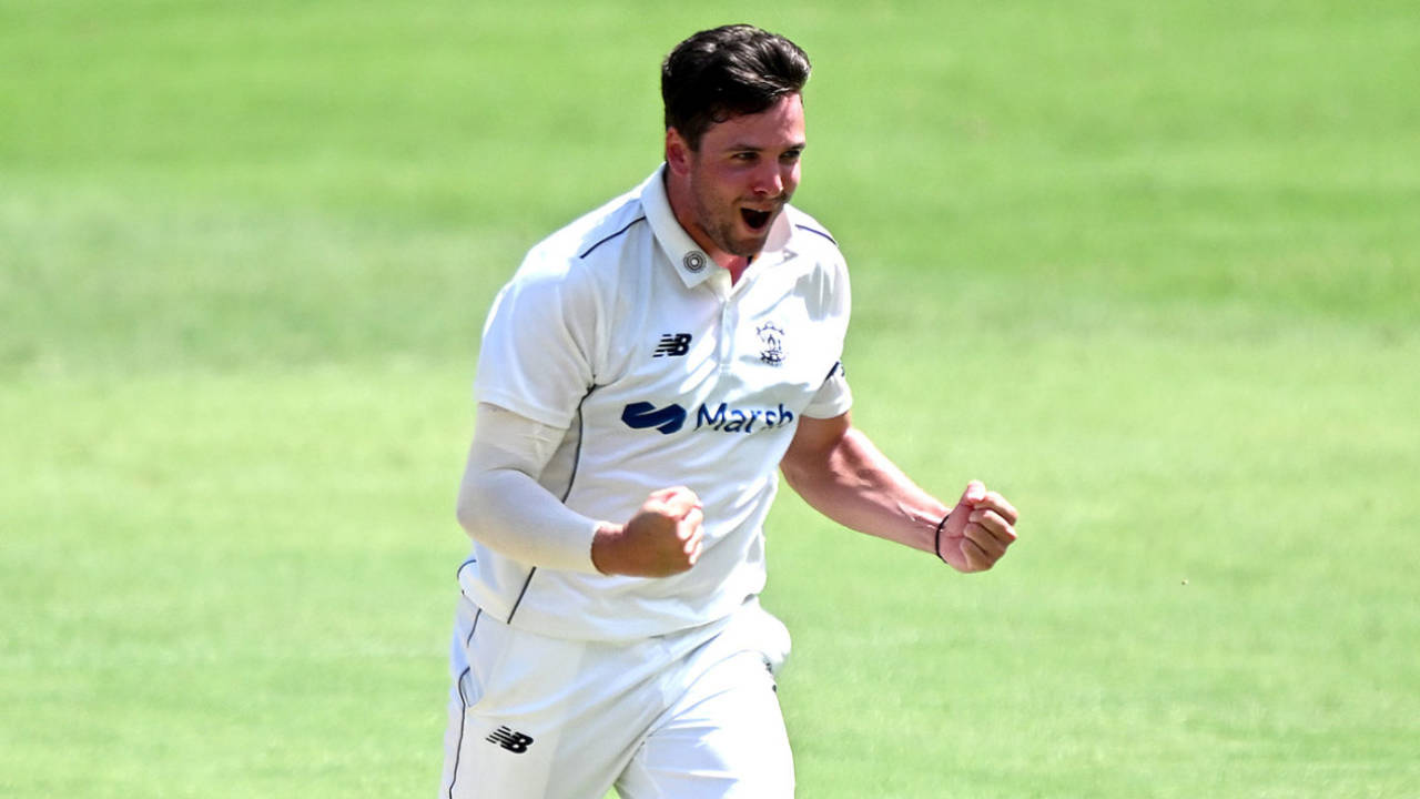 Jhye Richardson finished with excellent figures on his Shield return, Queensland vs Western Australia, Sheffield Shield, Gabba, November 29, 2023