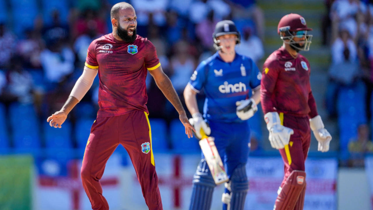 Yannic Cariah watches Gudakesh Motie drop Zak Crawley , West Indies vs England, 1st ODI, Antigua, December 3, 2023