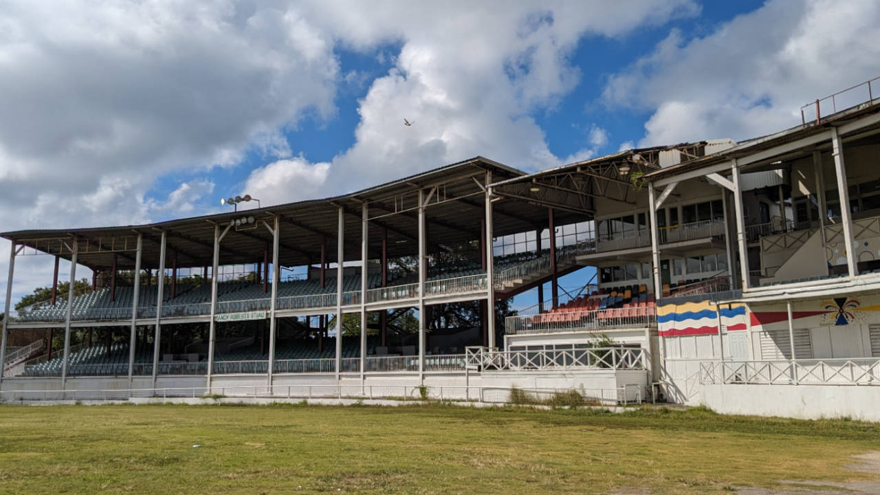 The derelict stands at the Antigua Recreation Ground, St John's, December 3, 2023