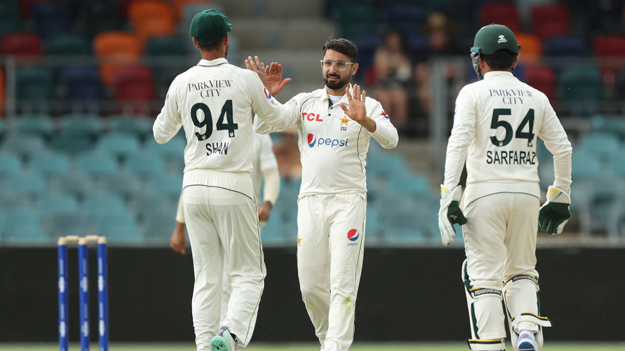 Abrar Ahmed claimed Pakistan's first wicket of the tour&nbsp;&nbsp;&bull;&nbsp;&nbsp;Getty Images