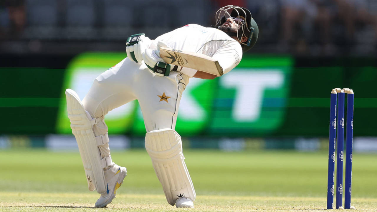 Imam-ul-Haq sways out of the line of a short ball, Australia vs Pakistan, 1st Test, Optus Stadium, 2nd day, December 15, 2023