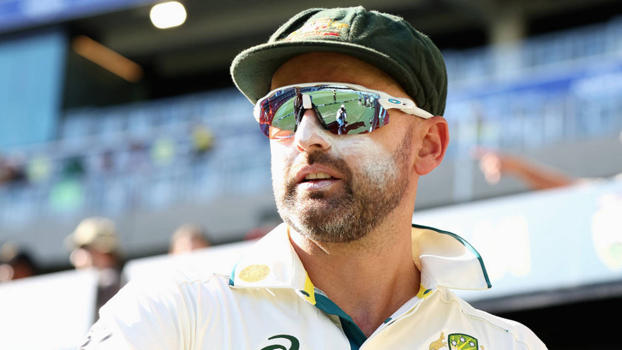 Nathan Lyon after notching up his landmark, Australia vs Pakistan, 1st Test, Optus Stadium, Perth, 4th day, December 17, 2023