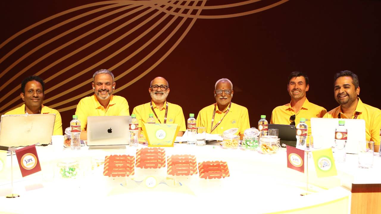 The Chennai Super Kings table at the IPL 2024 auction