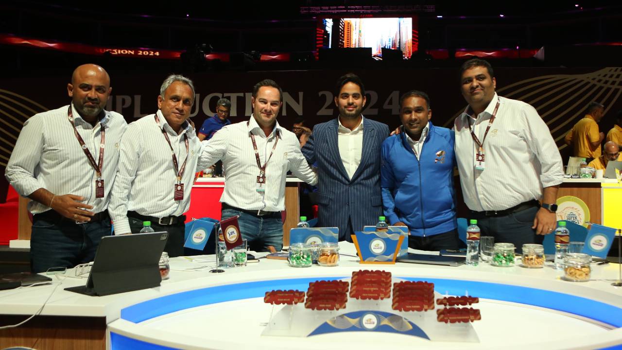 The Mumbai Indians table at the IPL 2024 auction, Dubai, December 19, 2023