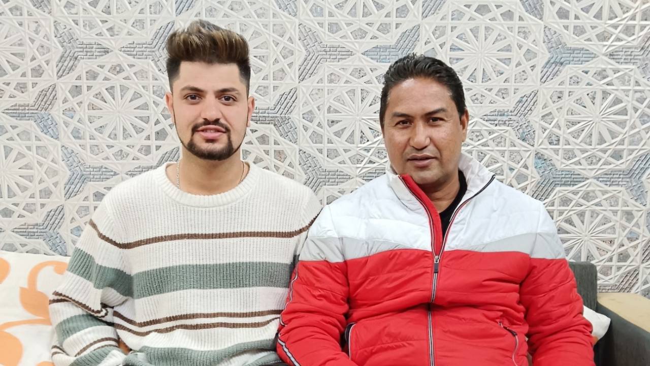 Sameer Rizvi (L) with his coach - and maternal uncle - Tanqib Akhtar, Meerut, December 20, 2023