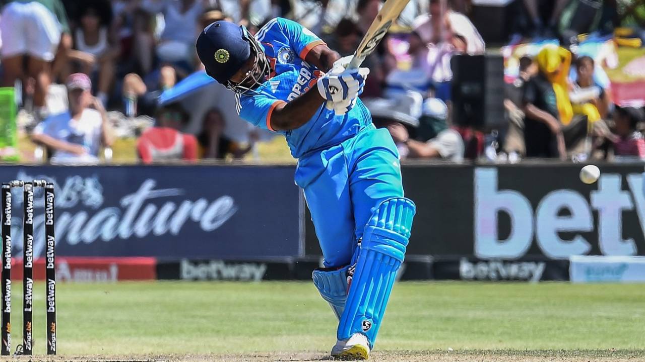 Sanju Samson swings for the hills, South Africa vs India, 3rd ODI, Paarl, December 21, 2023