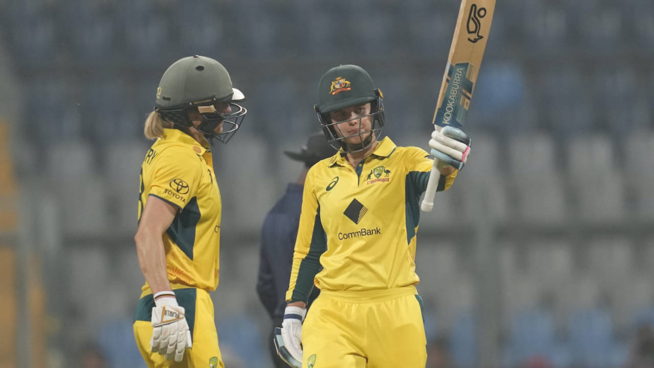 Phoebe Litchfield brought up fifty during her 148-run stand with Ellyse Perry, India vs Australia, 1st Women's ODI, Mumbai, December 28, 2023