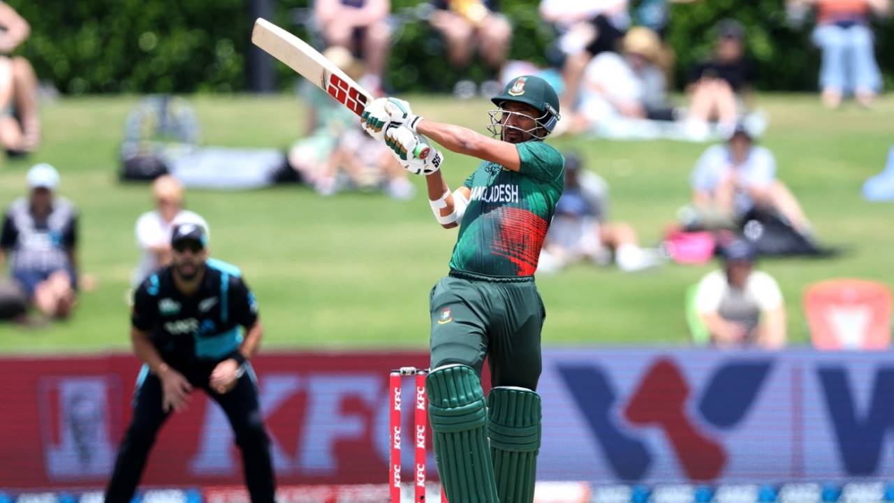 Najmul Hossain Shanto started off with a string of fours, New Zealand vs Bangladesh, 3rd T20I, Mt Maunganui, December 31, 2023