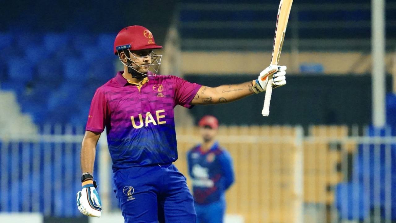 Aryan Lakra's unbeaten 47-ball 63 helped UAE finish their innings on a high, UAE vs Afghanistan, 2nd T20I, Sharjah, December 31, 2023