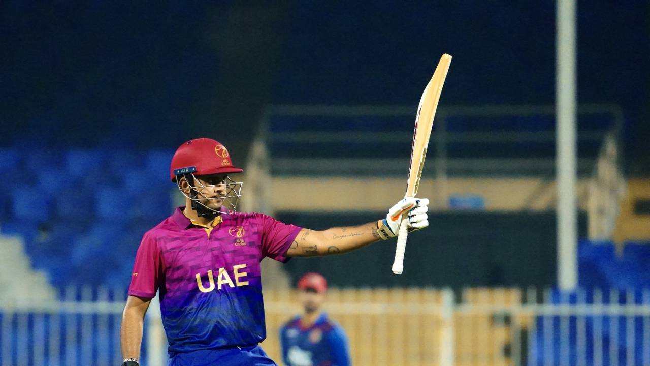 Aryan Lakra's unbeaten 47-ball 63 helped UAE finish their innings on a high, UAE vs Afghanistan, 2nd T20I, Sharjah, December 31, 2023