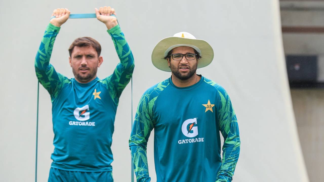 Imam-ul-Haq and Zaman Khan at a nets session ahead of the third Test in Sydney, Sydney, January 1, 2024