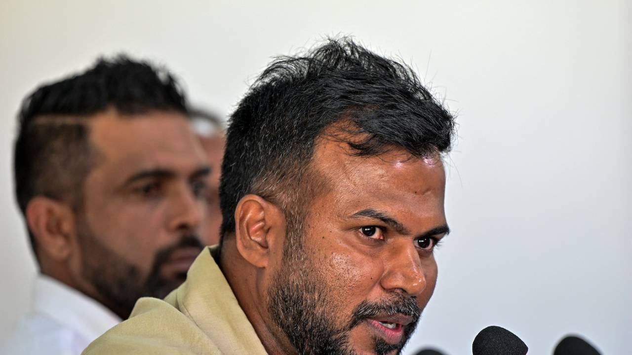 Upul Tharanga, chairman of Sri Lanka Cricket's selection committee, at a press conference
