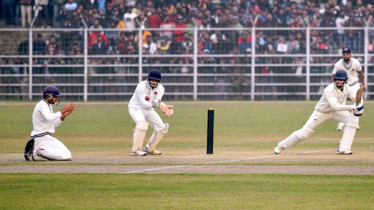 Bihar's Akash Raj dinks one away, Bihar vs Mumbai, Ranji Trophy, Patna, 2nd day, January 6, 2024