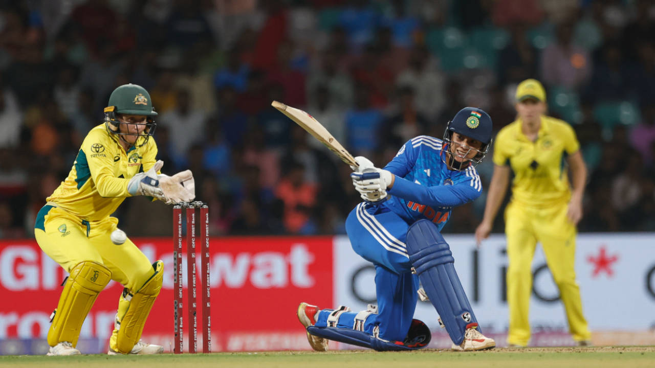 Smriti Mandhana helped India get off to a brisk start in the series-decider, India vs Australia, 3rd Women's T20I, Mumbai, DY Patil Sports Academy, January 9, 2024
