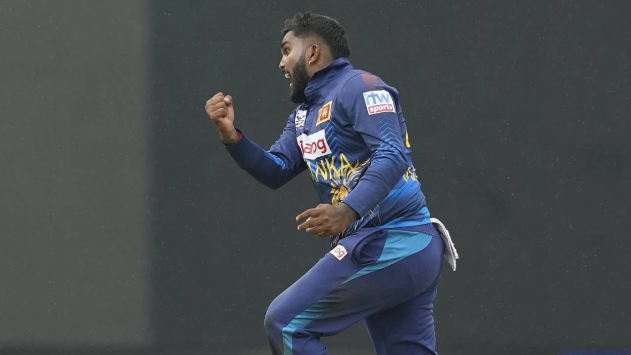 Wanindu Hasaranga struck thrice after the first rain interruption, Sri Lanka vs Zimbabwe, 3rd ODI, Colombo, January 11, 2024