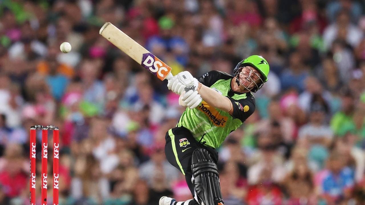 David Warner slugs one away